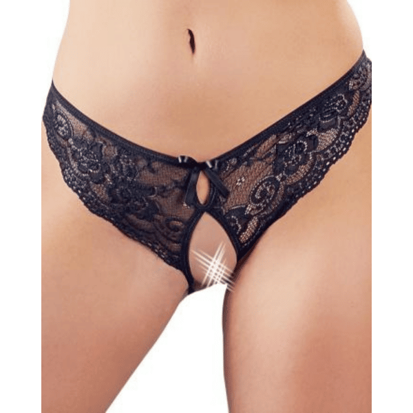 kanten slip open zwart cottelli collection lingerie